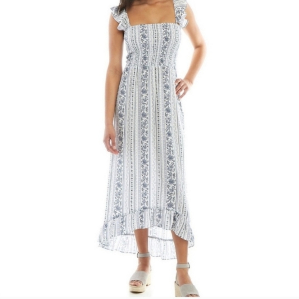 NWOT! Boho Summer Swim Party Chic Paisley Floral Striped Maxi Women's Dress XS